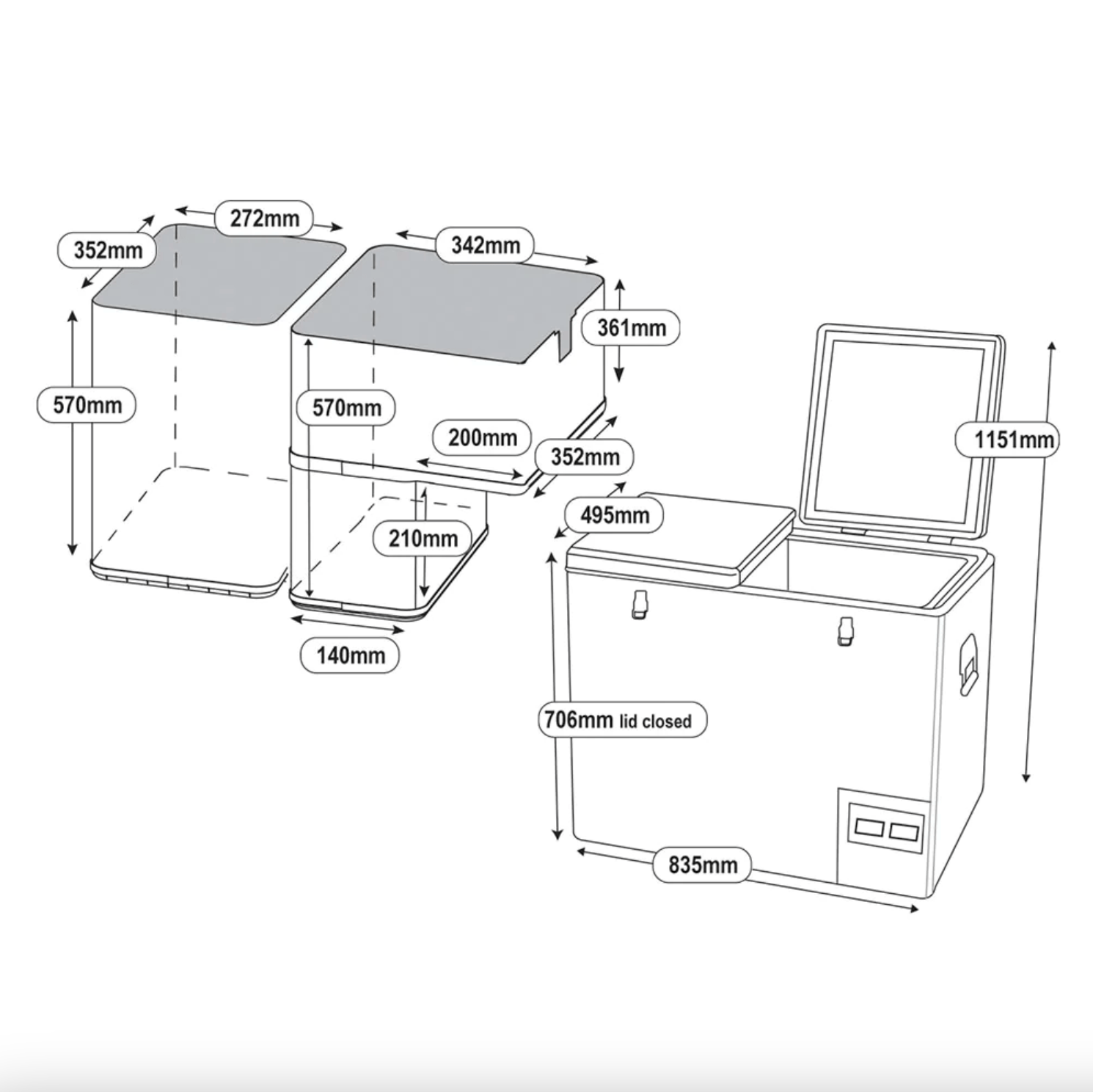 Goose Gear 110L Legacy Smart QC Fridge/Freezer