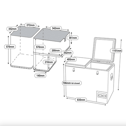 Goose Gear 110L Legacy Smart QC Fridge/Freezer